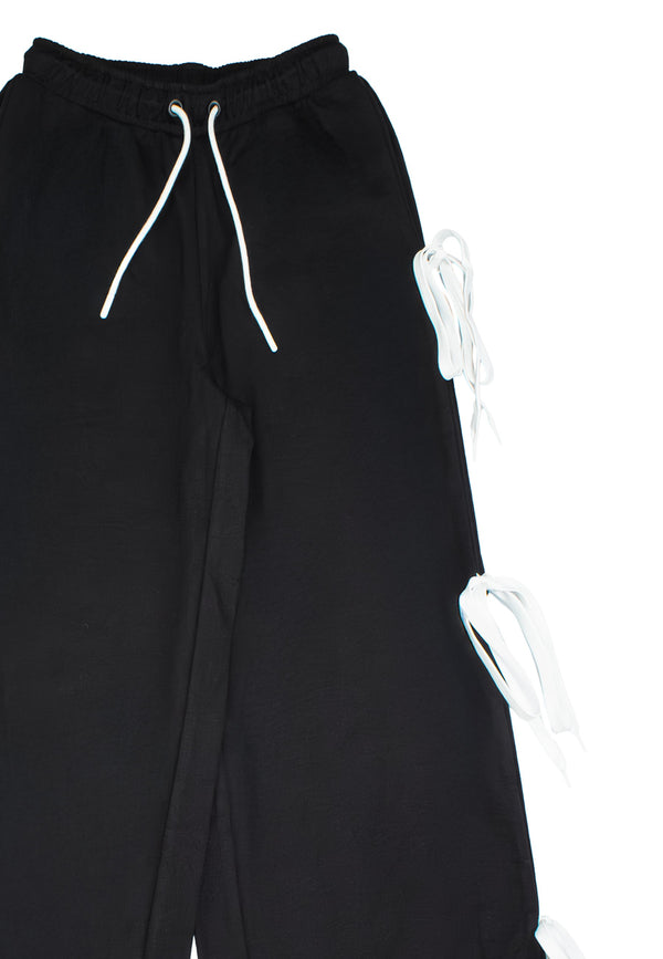 Pantaloni con lacci ragazza - Nero