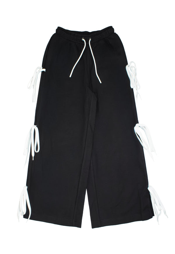 Pantaloni con lacci ragazza - Nero