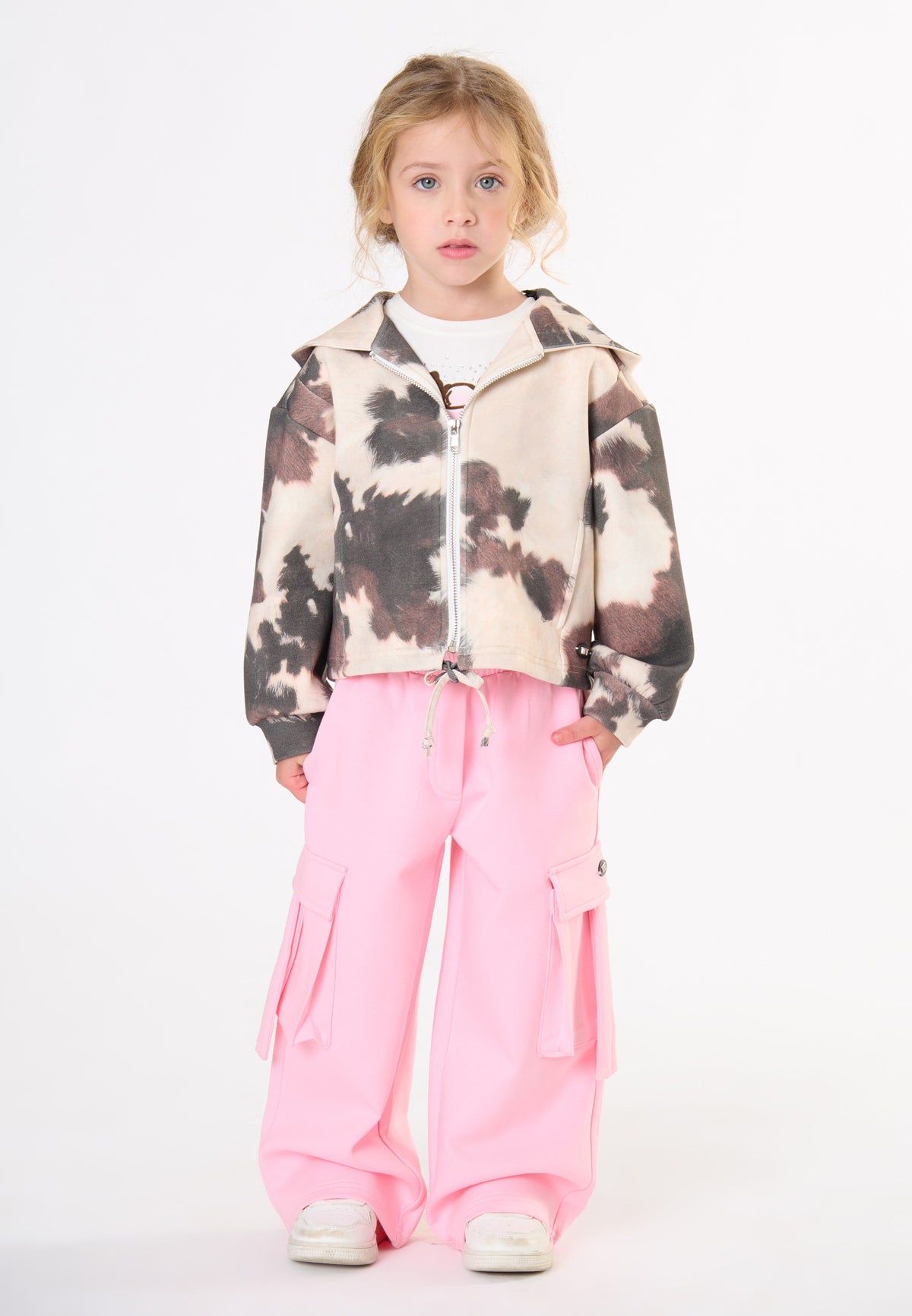 Pantalone con tasconi bambina - Pink