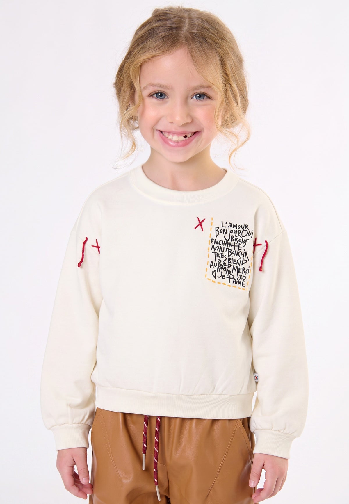 Maglia accoppiata ragazza - Crema
