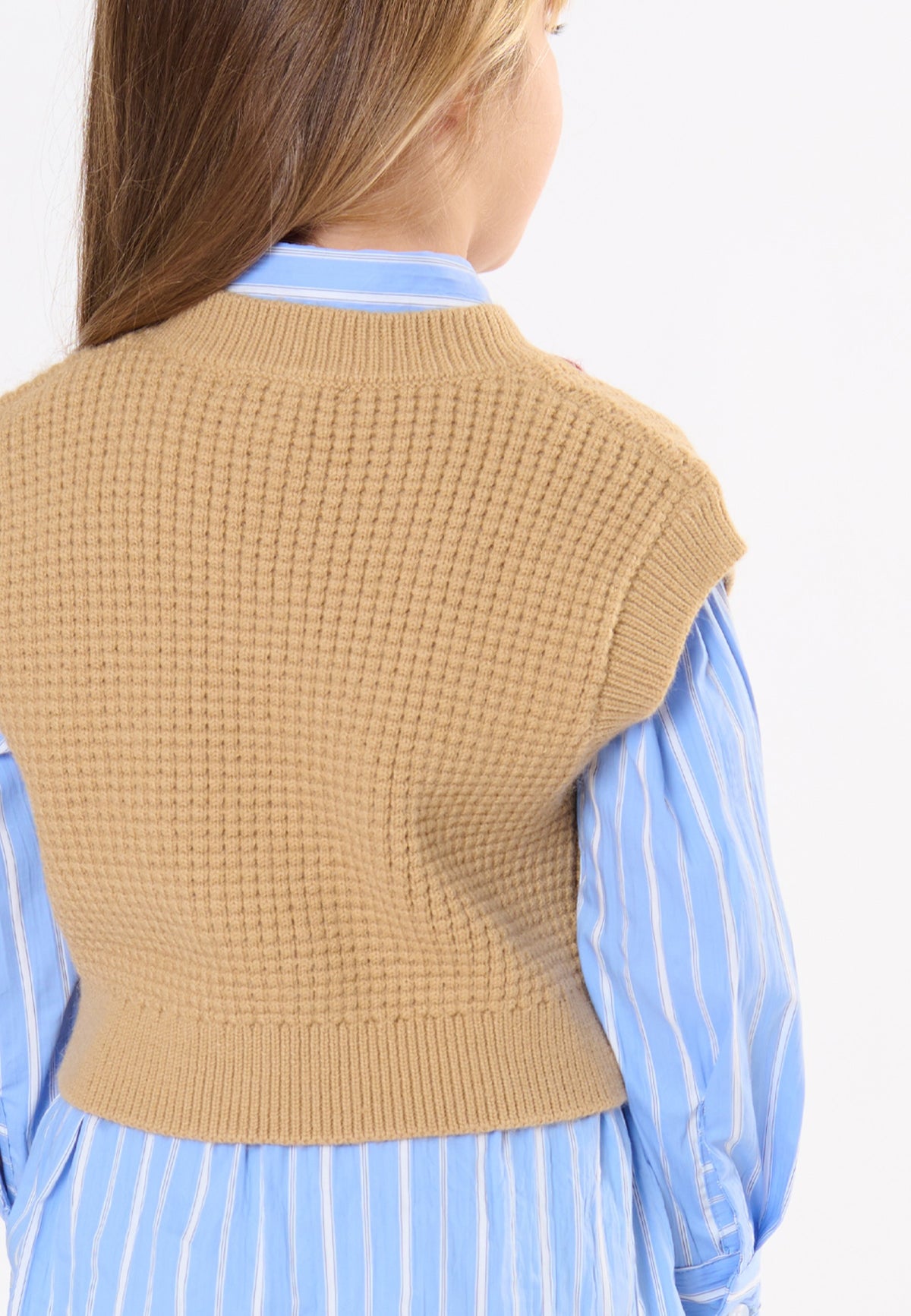 Gilet in maglia bambina - Cammello