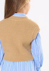 Gilet in maglia bambina - Cammello