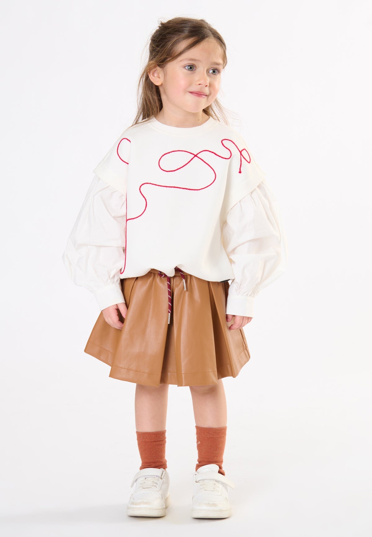 Gonna in ecopelle bambina - Caramello