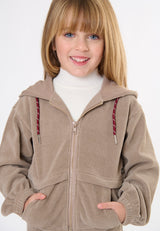 Maglia full zip in vellutto bambina - Tortora