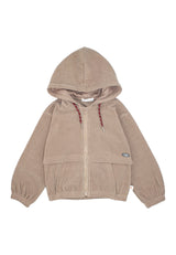 Maglia full zip in vellutto bambina - Tortora