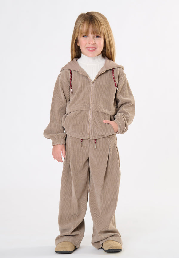 Pantalone in velluto bambina - Tortora