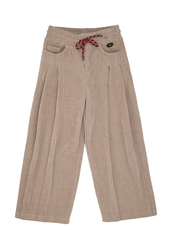 Pantalone in velluto bambina - Tortora
