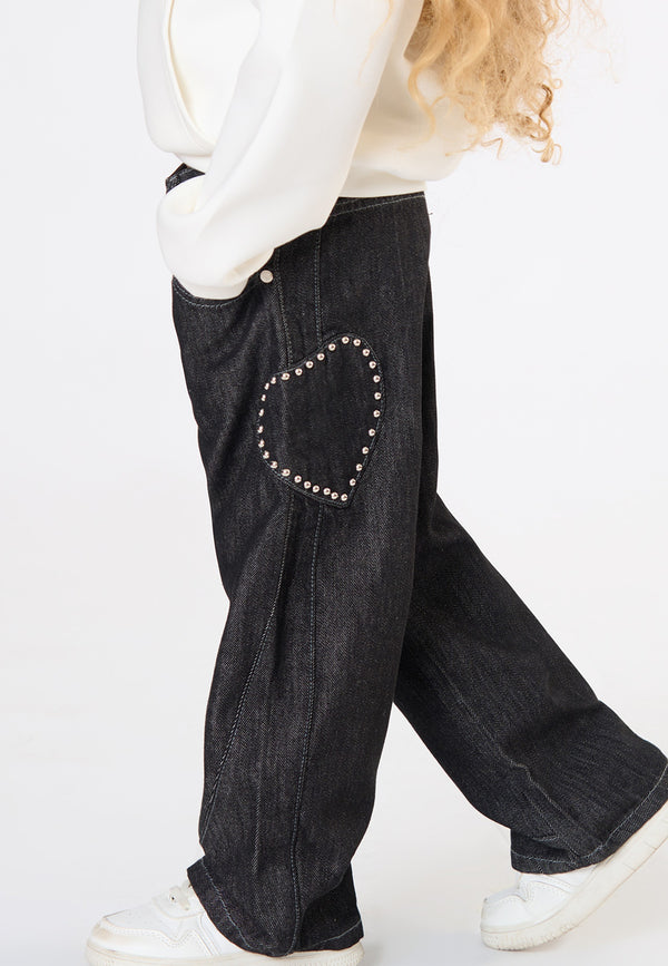 Pantalone jeans bambina - Nero