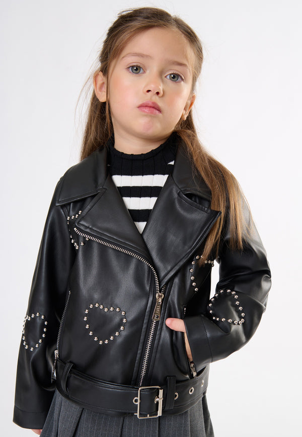 Giubbino ecopelle bambina - Nero