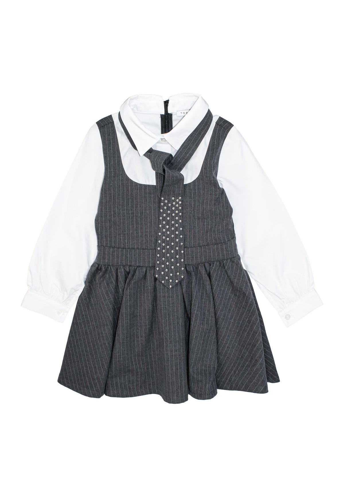 Abito gessato bambina - Grigio/Bianco