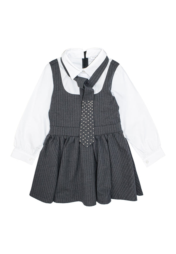 Abito gessato bambina - Grigio/Bianco