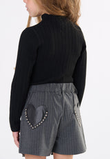 Shorts gessato bambina - Grigio
