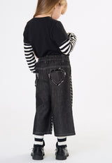 Bermuda jeans con borchie bambina - Nero