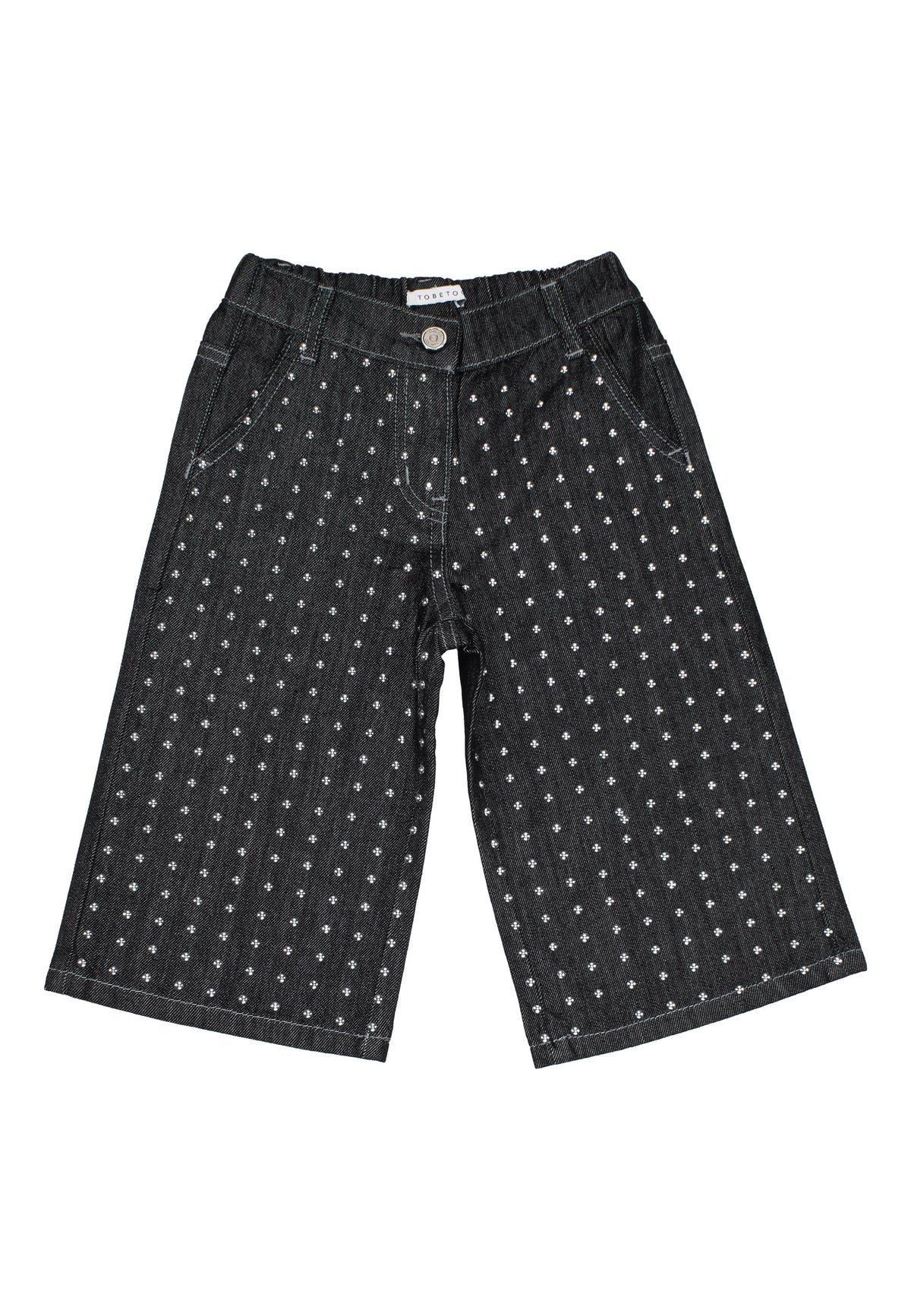Bermuda jeans con borchie bambina - Nero