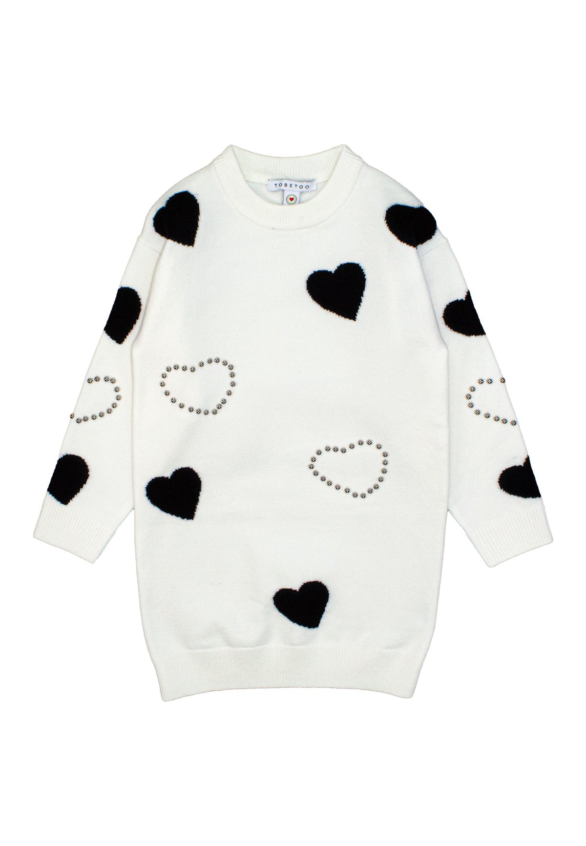 Abito cuori bambina - Latte/Nero