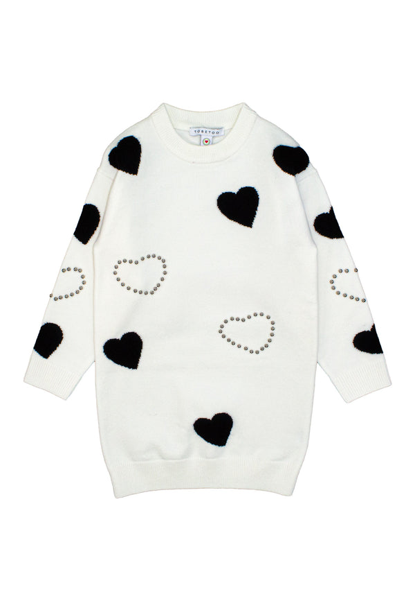 Abito cuori bambina - Latte/Nero