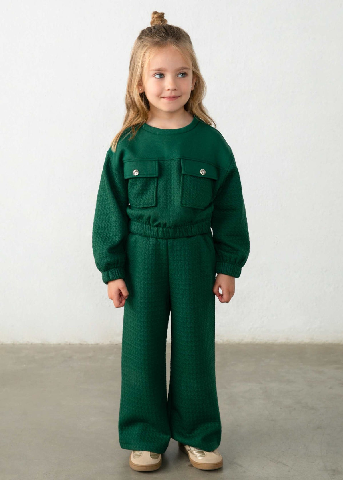 Tuta felpa con taschini e pantalone bambina - Bottiglia
