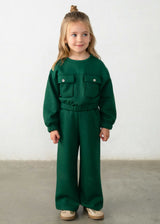 Tuta felpa con taschini e pantalone bambina - Bottiglia