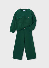 Tuta felpa con taschini e pantalone bambina - Bottiglia