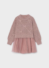 Vestito a maglia combinato con fiocchi bambina - Vigore