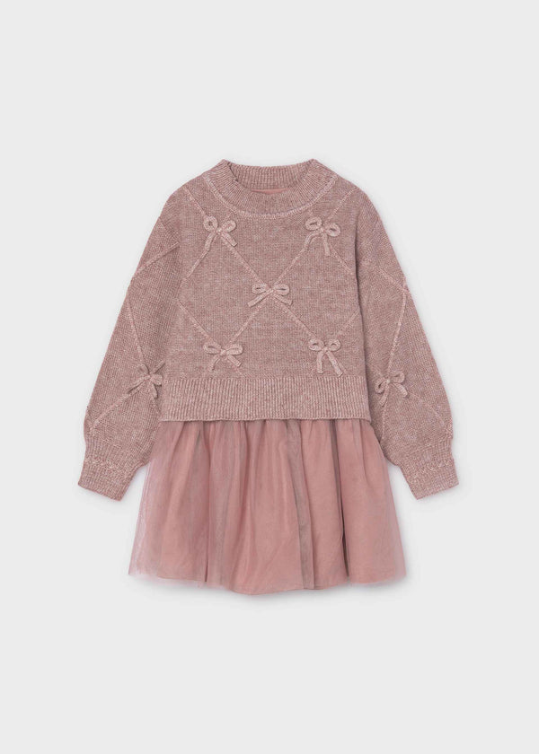 Vestito a maglia combinato con fiocchi bambina - Vigore