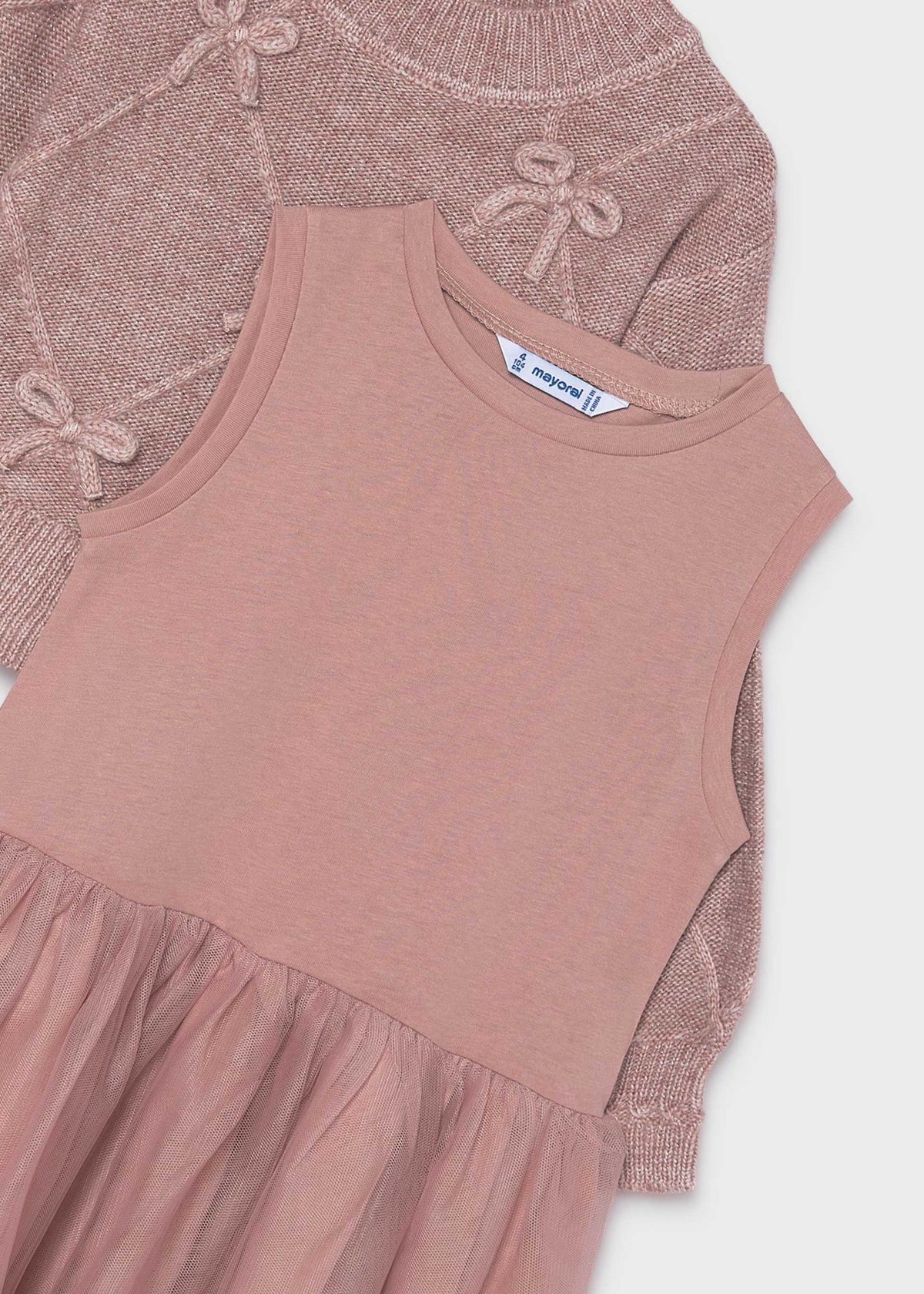 Vestito a maglia combinato con fiocchi bambina - Vigore