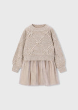 Vestito a maglia combinato con fiocchi bambina - Vigore