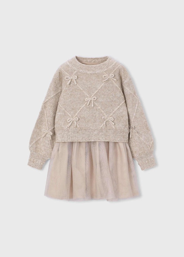 Vestito a maglia combinato con fiocchi bambina - Vigore