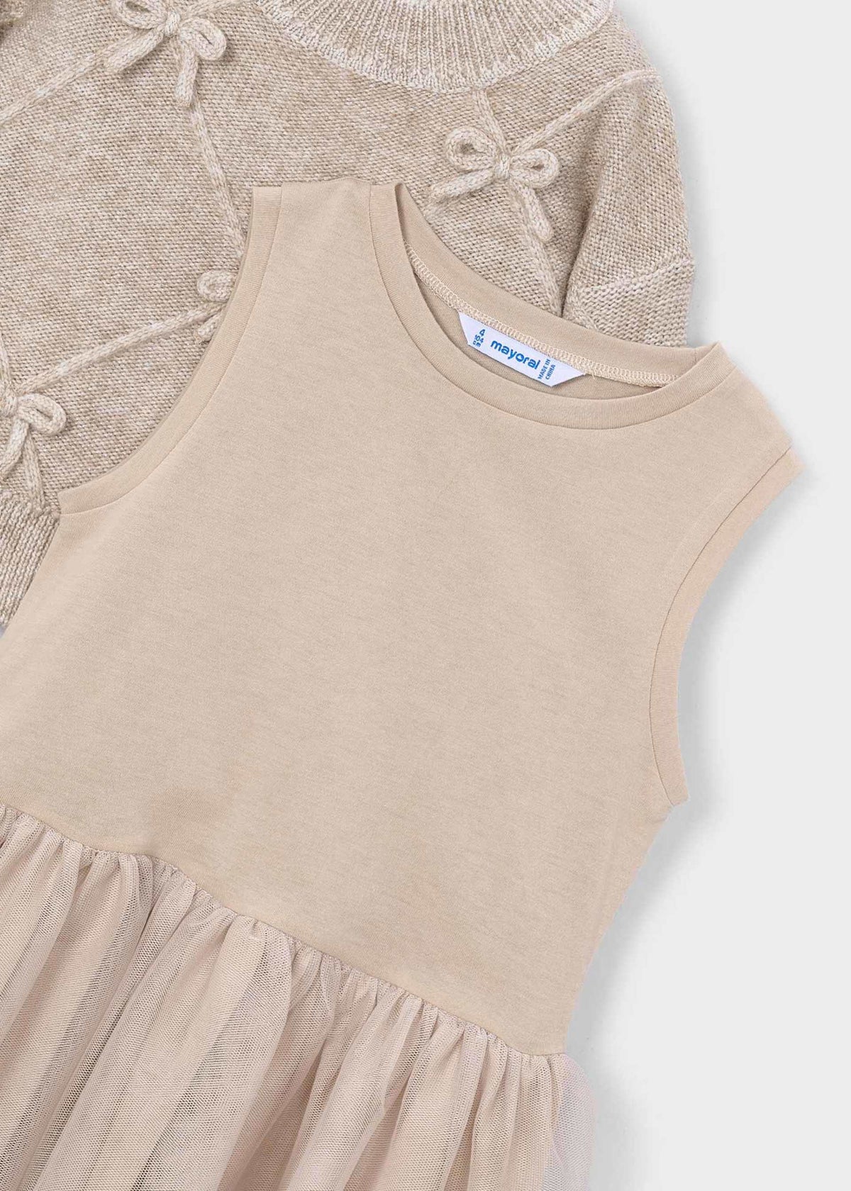 Vestito a maglia combinato con fiocchi bambina - Vigore