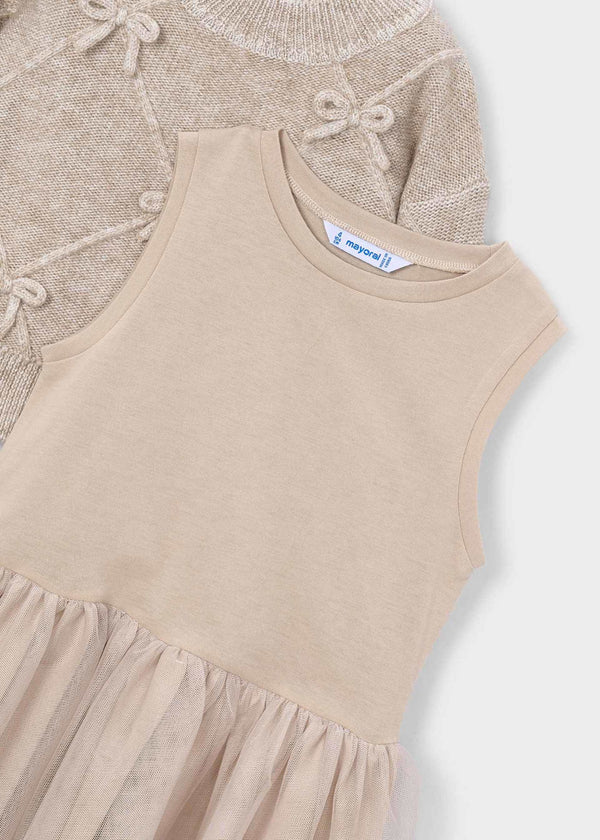 Vestito a maglia combinato con fiocchi bambina - Vigore