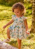 Vestito cerimonia con volant e fiori stampati neonata