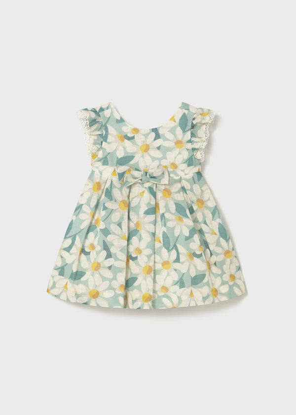 Vestito cerimonia con volant e fiori stampati neonata