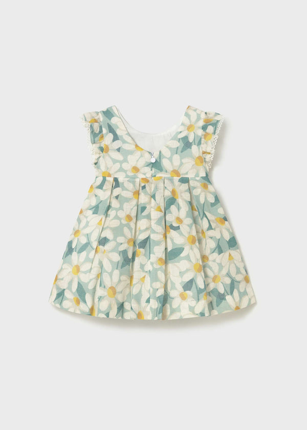 Vestito cerimonia con volant e fiori stampati neonata