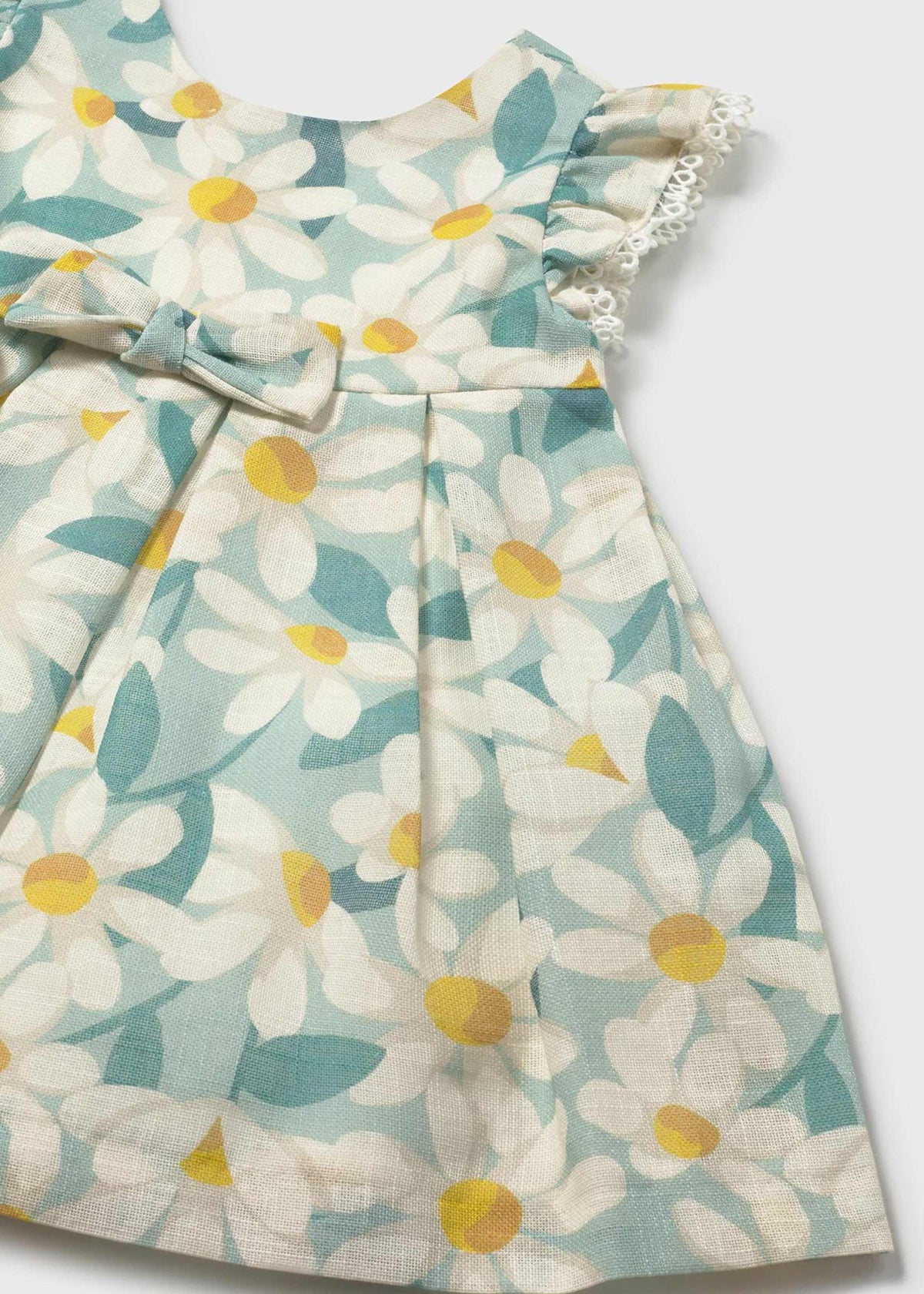 Vestito cerimonia con volant e fiori stampati neonata