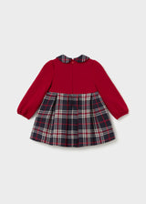 Vestito combinato quadri neonata - Rosso