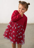 Vestito combinato tulle bimba - Rosso