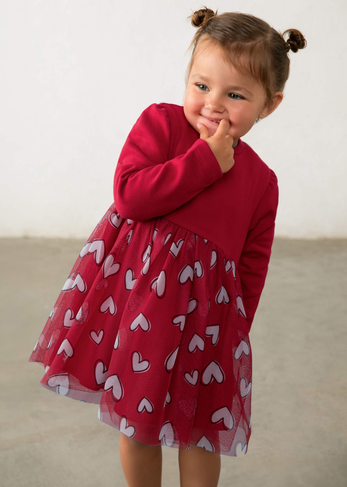 Vestito combinato tulle bimba - Rosso