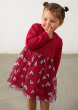 Vestito combinato tulle bimba - Rosso
