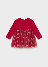 Vestito combinato tulle bimba - Rosso