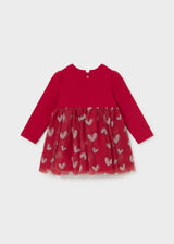 Vestito combinato tulle bimba - Rosso