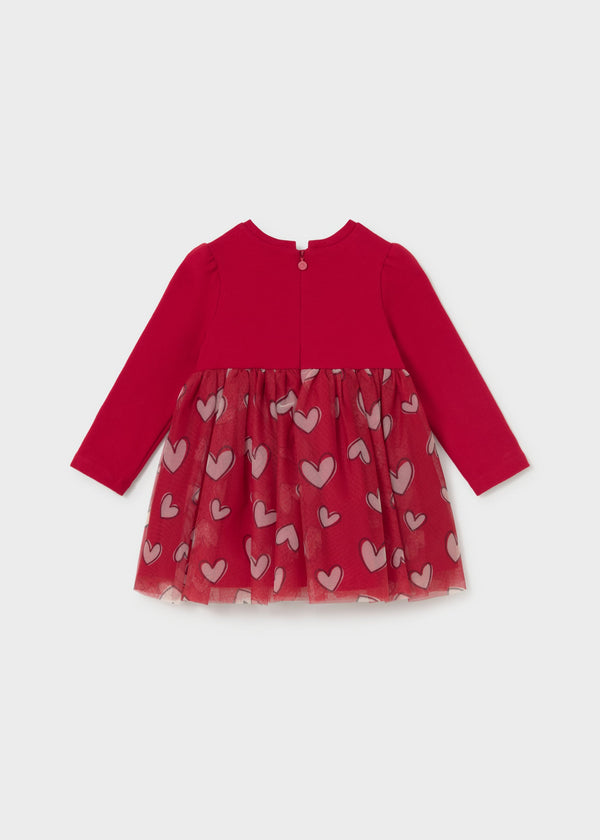 Vestito combinato tulle bimba - Rosso