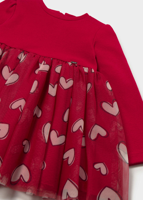 Vestito combinato tulle bimba - Rosso