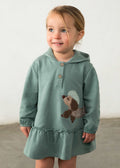 Vestito con cappuccio volant bimba - Lagoon