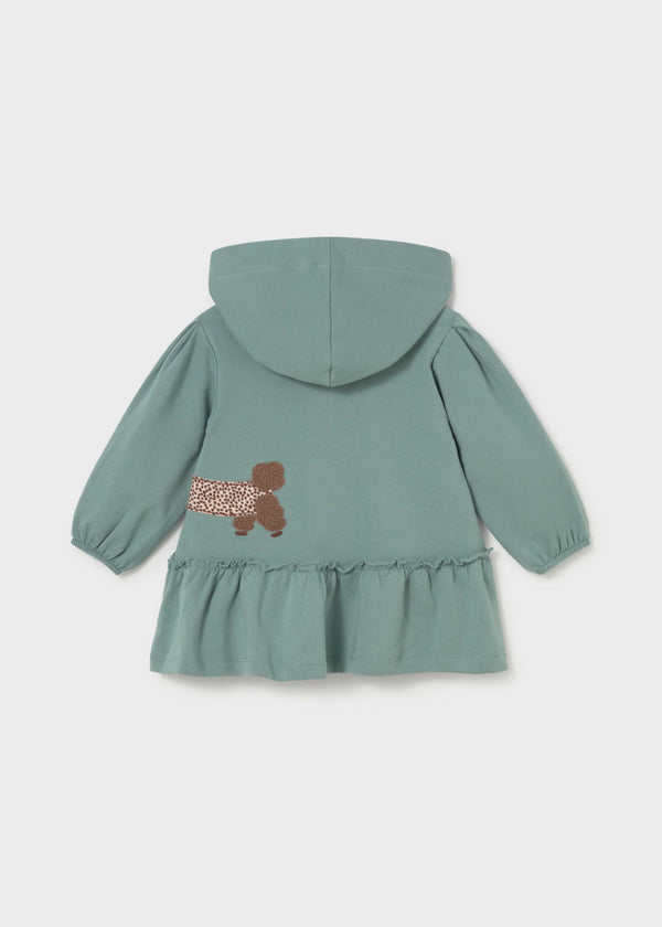 Vestito con cappuccio volant bimba - Lagoon