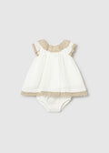 Vestito con copripannolino cerimonia neonata - Panna