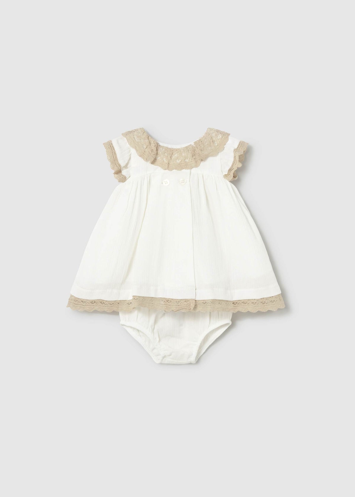 Vestito con copripannolino cerimonia neonata - Panna