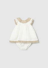 Vestito con copripannolino cerimonia neonata - Panna