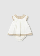 Vestito con copripannolino cerimonia neonata - Panna