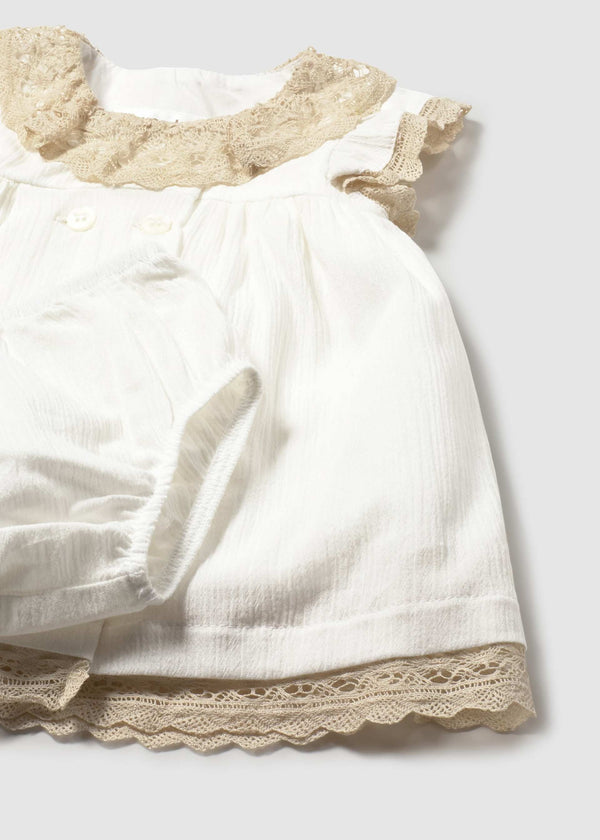 Vestito con copripannolino cerimonia neonata - Panna