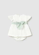 Vestito con copripannolino e fusciacca floreale cerimonia neonata - Aqua
